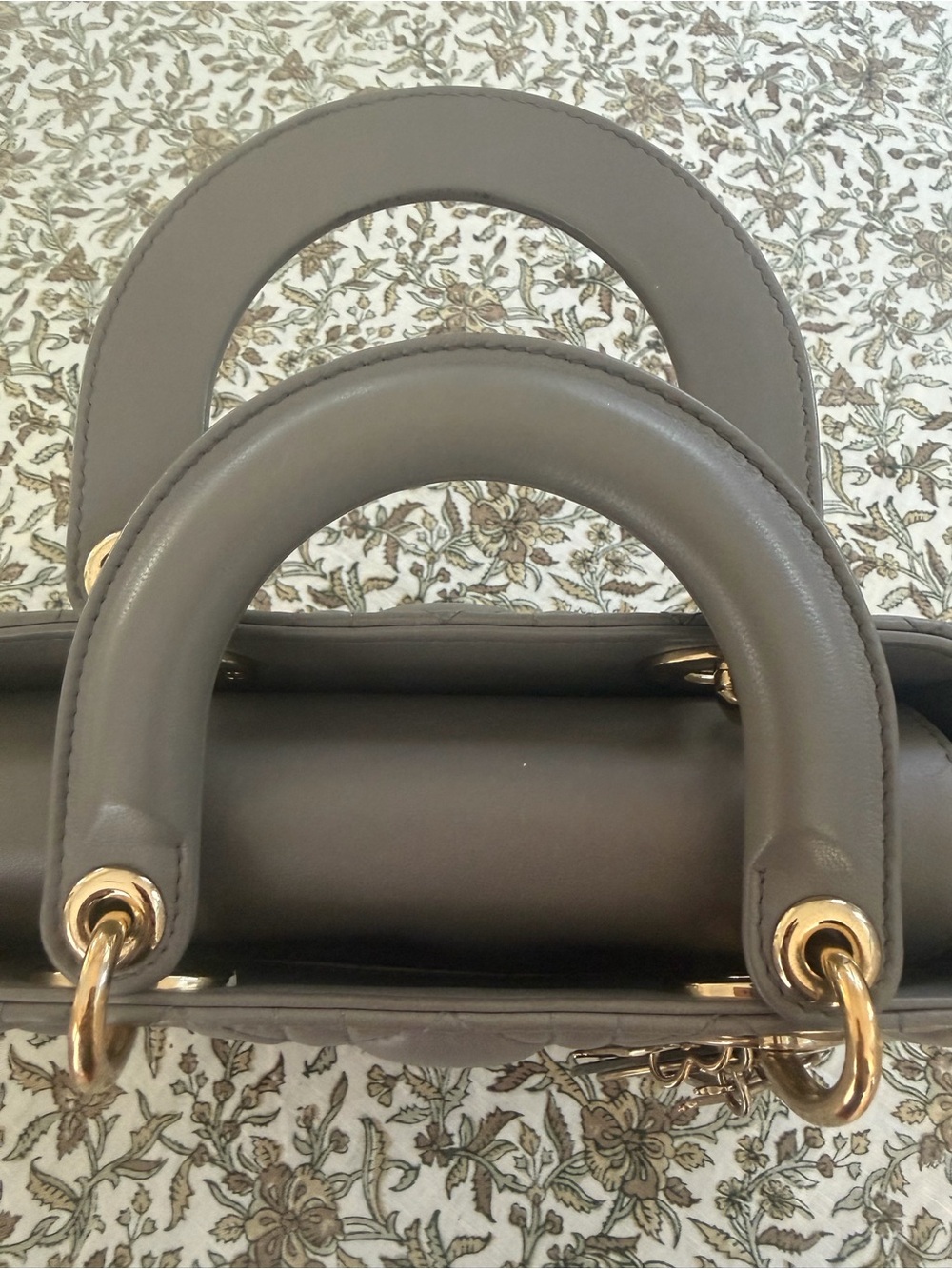 Dior small Lady Dior Tote - Taupe Gray with Gold Hardware - Picture 11 of 14